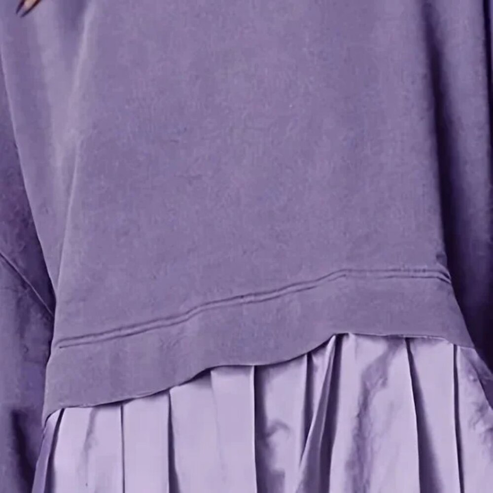 Purple Long Sleeve Pleated Hem Sweater Dress - Picture 4 of 5